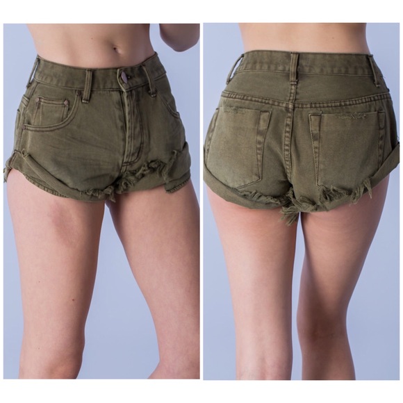 mustard seed denim shorts